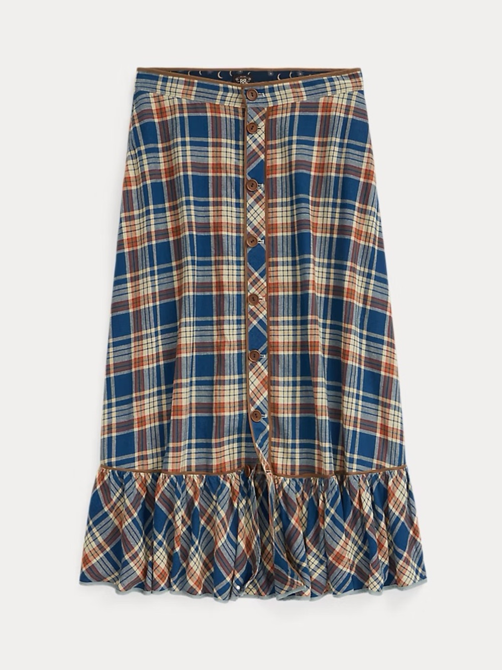 Women’s Double RL Blue Plaid Button Front Maxi Skirt NWT - Picture 2 of 10